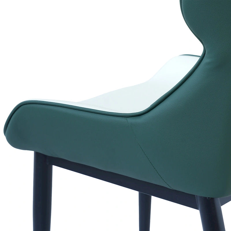 Lot de 2 chaises de salle à manger modernes en polyuréthane avec dossier solide et pieds en métal noir