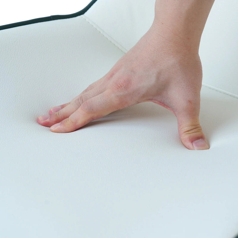 Lot de 2 chaises de salle à manger modernes en polyuréthane avec dossier solide et pieds en métal noir