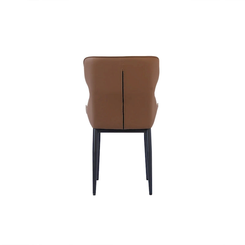 Lot de 2 chaises de salle à manger modernes en polyuréthane avec dossier solide et pieds en métal noir