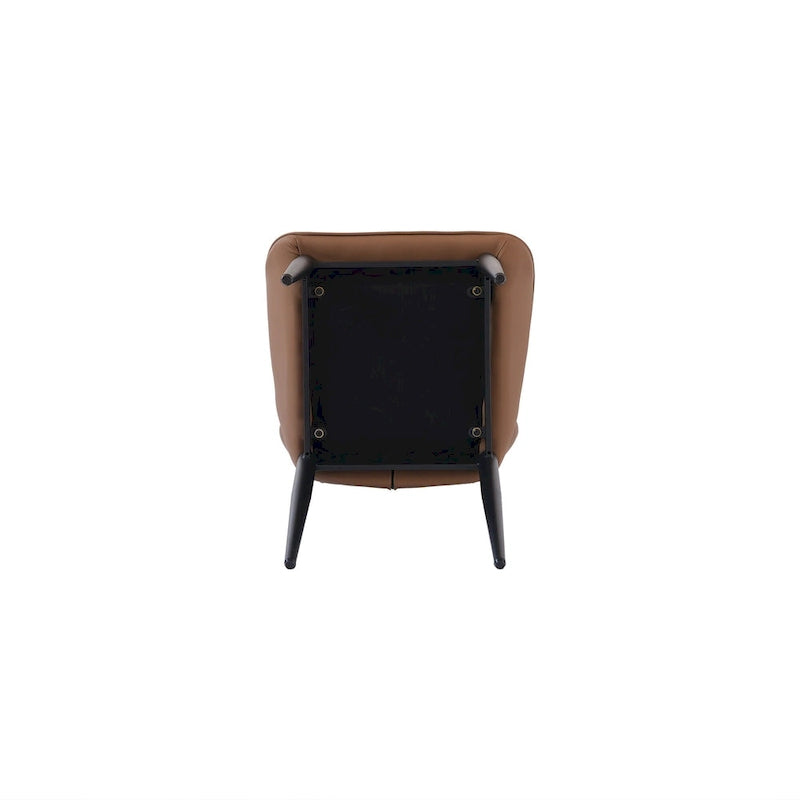 Lot de 2 chaises de salle à manger modernes en polyuréthane avec dossier solide et pieds en métal noir
