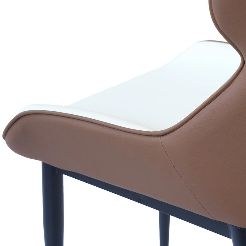Lot de 2 chaises de salle à manger modernes en polyuréthane avec dossier solide et pieds en métal noir