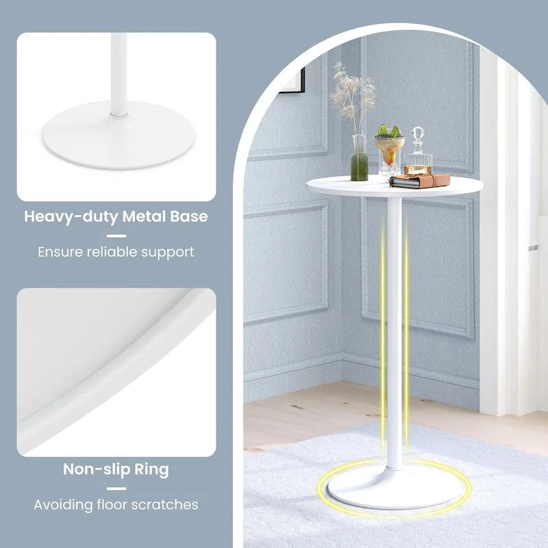 Gymax Table de bar ronde avec hauteur réglable et base en métal style moderne