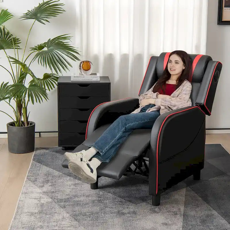 Fauteuil de relaxation Gymax de jeu et de massage, en cuir PU