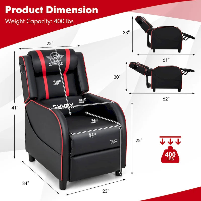 Fauteuil de relaxation Gymax de jeu et de massage, en cuir PU