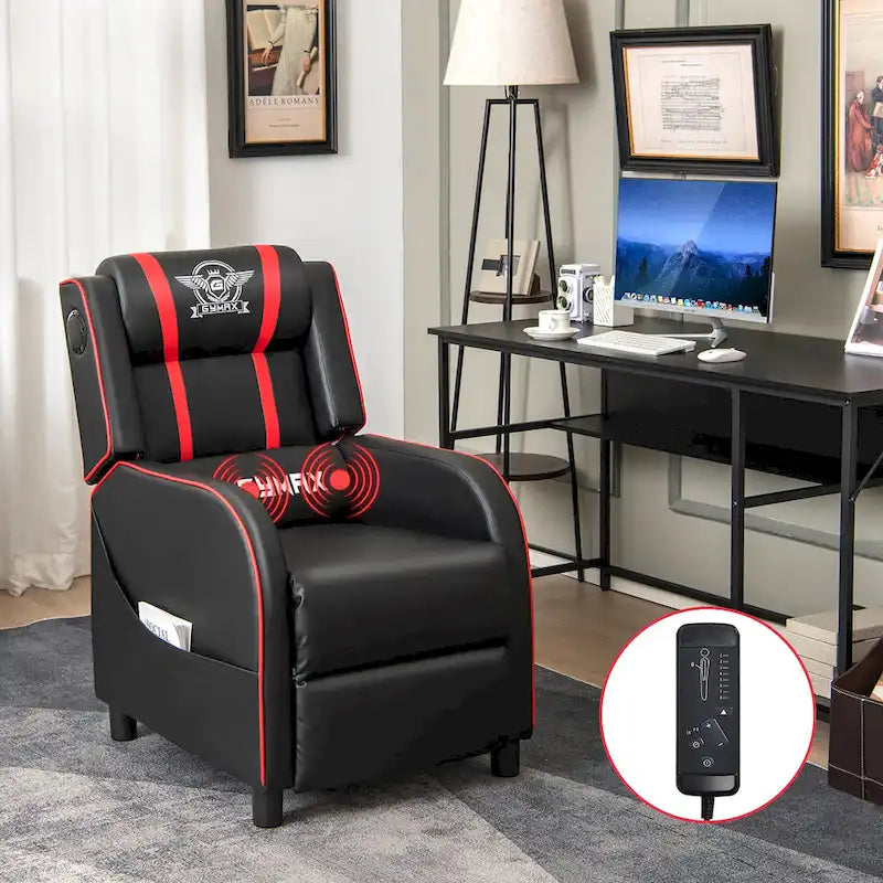 Fauteuil de relaxation Gymax de jeu et de massage, en cuir PU