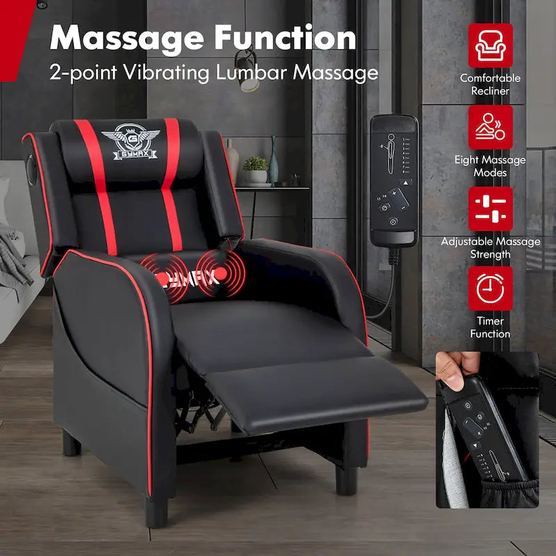 Fauteuil de relaxation Gymax de jeu et de massage, en cuir PU