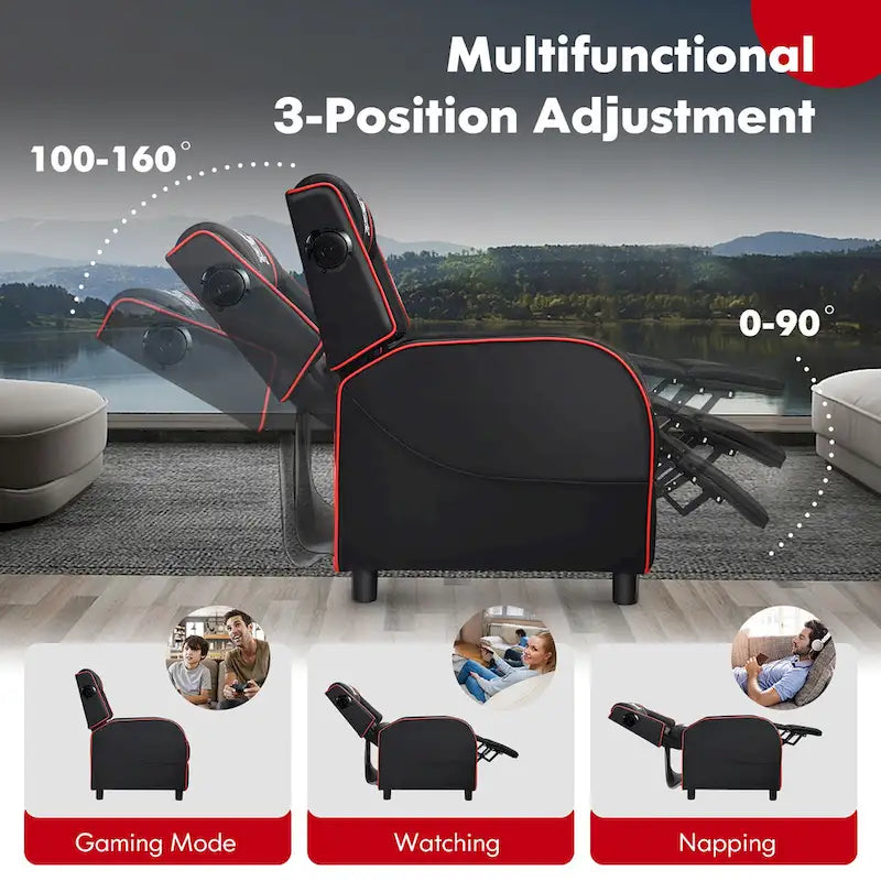 Fauteuil de relaxation Gymax de jeu et de massage, en cuir PU