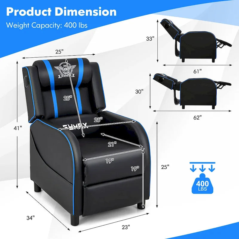 Fauteuil de relaxation Gymax de jeu et de massage, en cuir PU