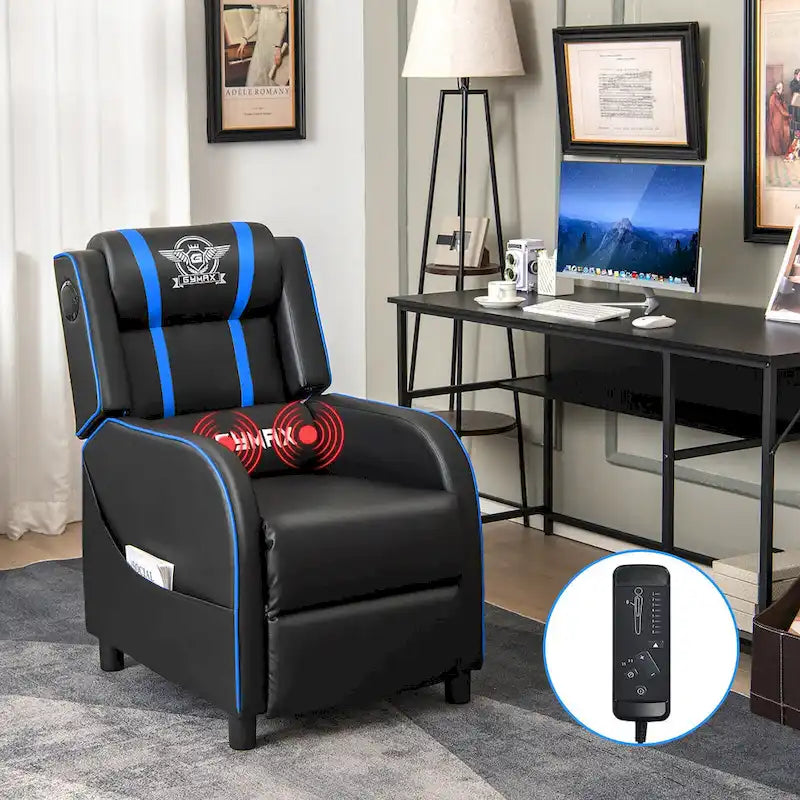Fauteuil de relaxation Gymax de jeu et de massage, en cuir PU