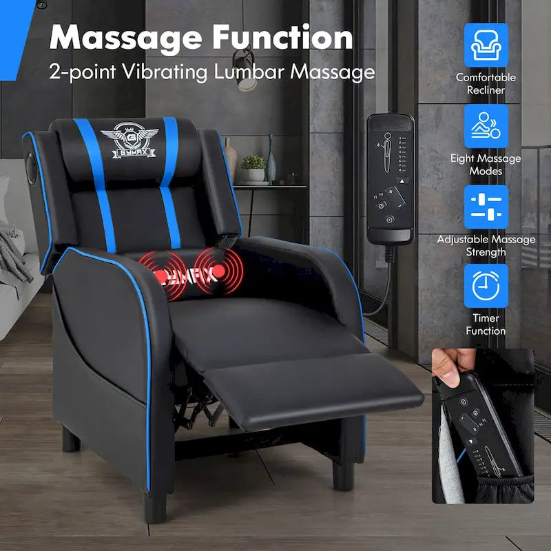Fauteuil de relaxation Gymax de jeu et de massage, en cuir PU