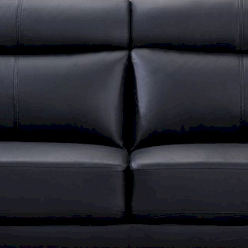 Canapé Justin, cuir pleine fleur noir, coussins en mousse, pieds en acier, 203 cm