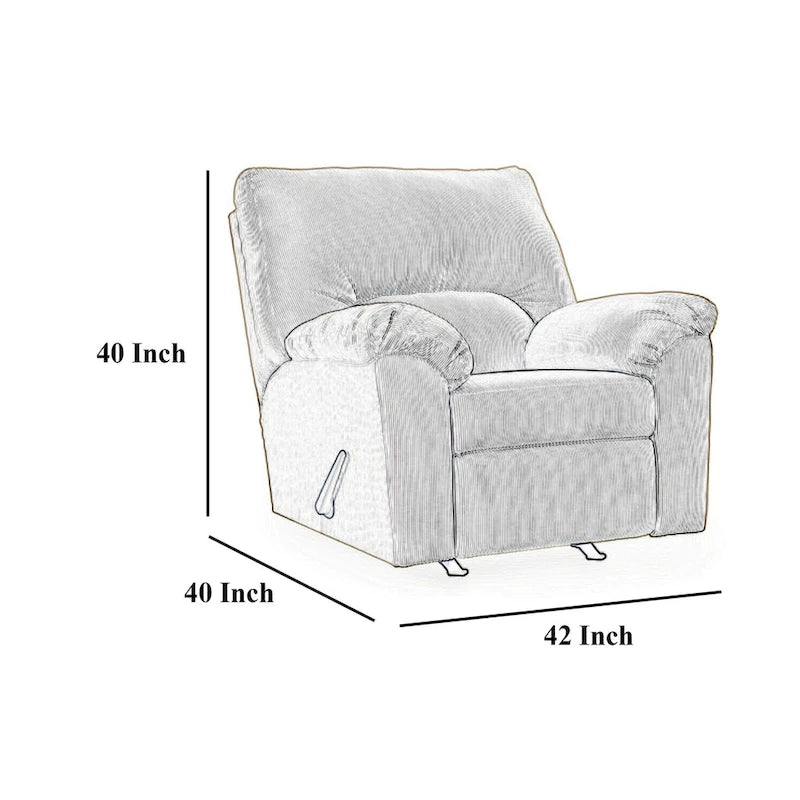 Fauteuil relax inclinable Simy Rocker, accoudoirs rembourrés, velours côtelé bleu marine foncé