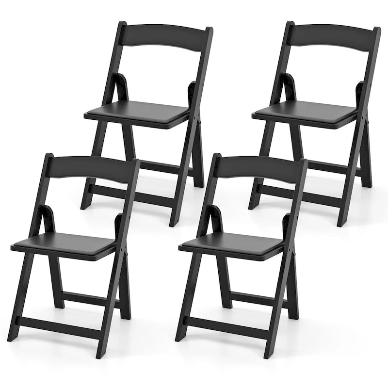Lot de 4 chaises de salle à manger Gymax avec pieds en bois d'hévéa et siège rembourré pour