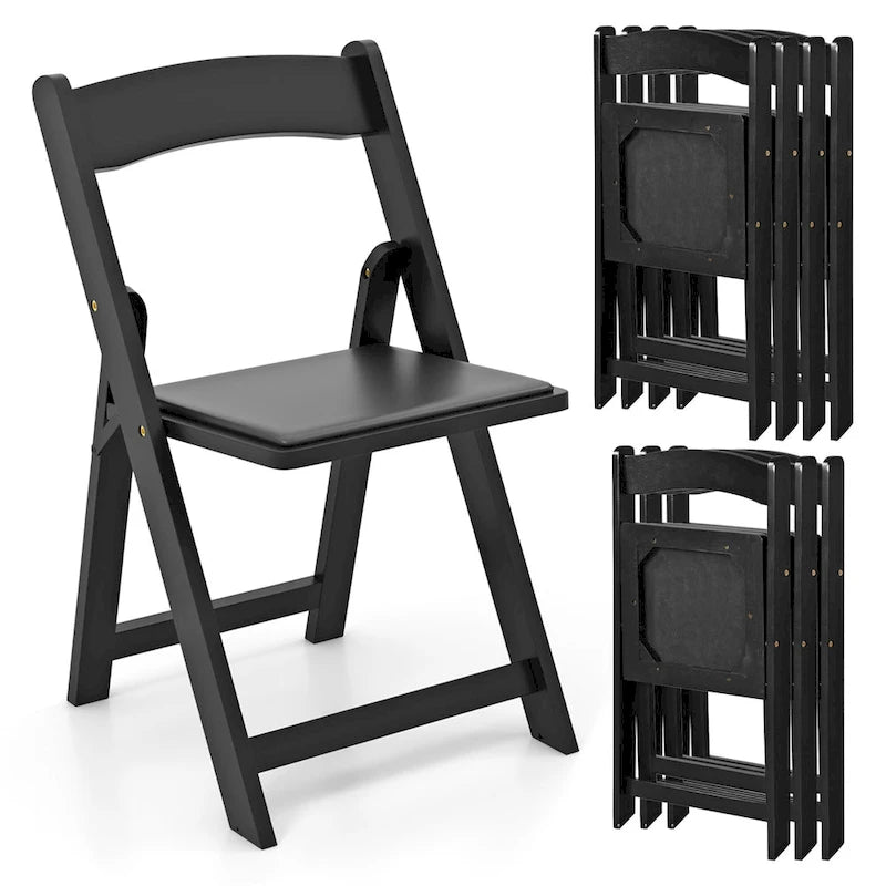 Lot de 4 chaises de salle à manger Gymax avec pieds en bois d'hévéa et siège rembourré pour