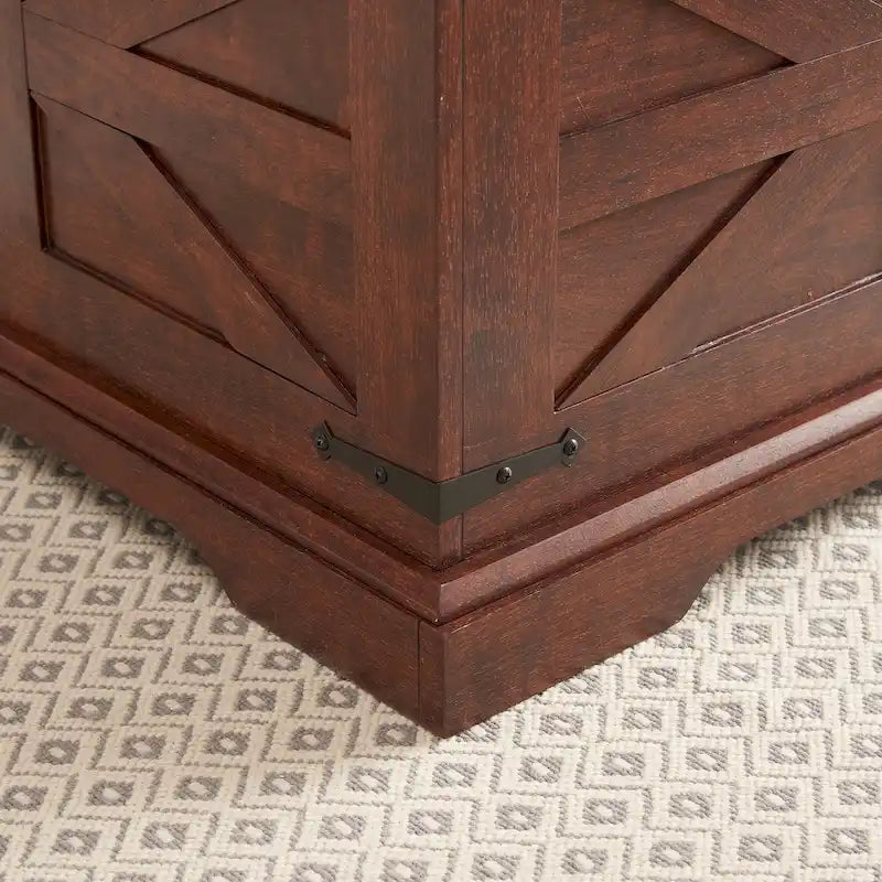 Table basse de ferme carrée en bois avec grand compartiment de rangement caché, plateau relevable à charnières, pour salon