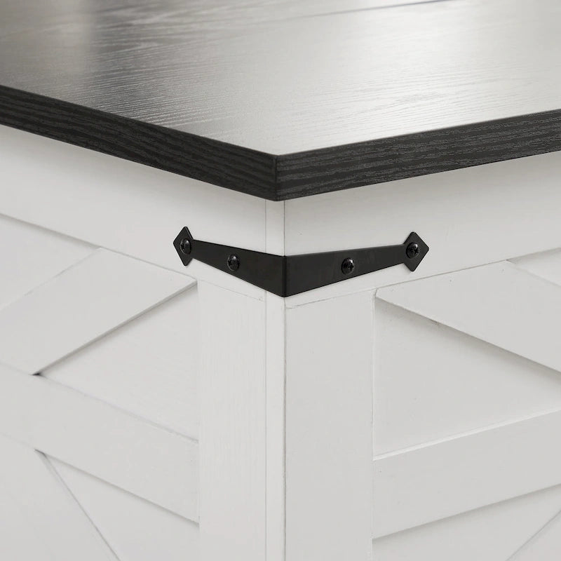 Table basse de ferme carrée en bois avec grand compartiment de rangement caché, plateau relevable à charnières, pour salon