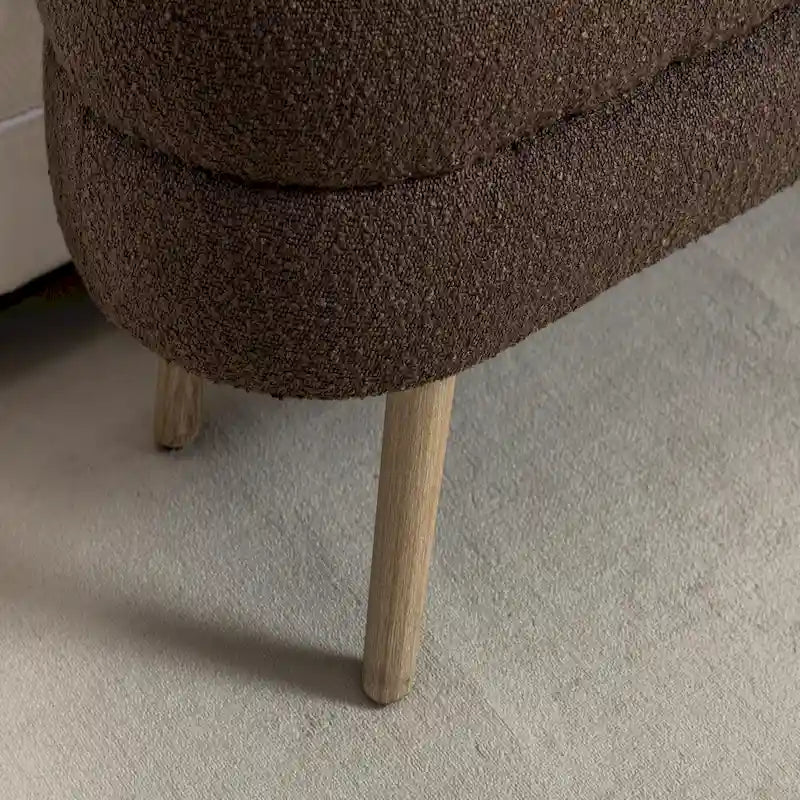 Banc de rangement ottoman avec pieds en bois, banc ovale de bout de lit intérieur avec patins ajustables pour le salon