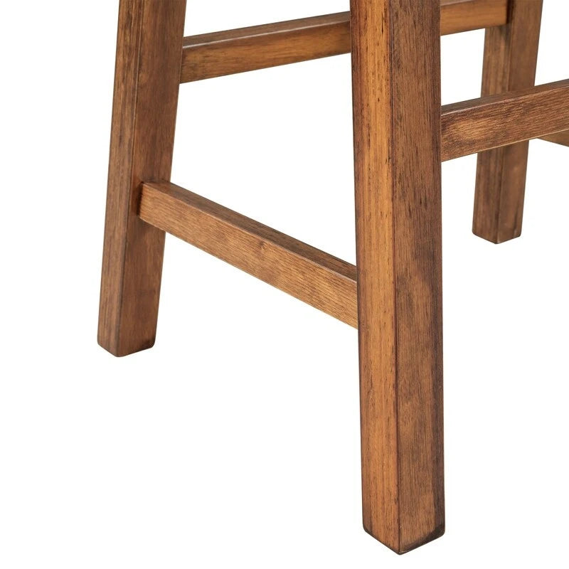 Ensemble îlot de cuisine rustique 3 pièces en bois massif Table de boucher stationnaire de 45 pouces avec deux tabourets et deux étagères ouvertes.