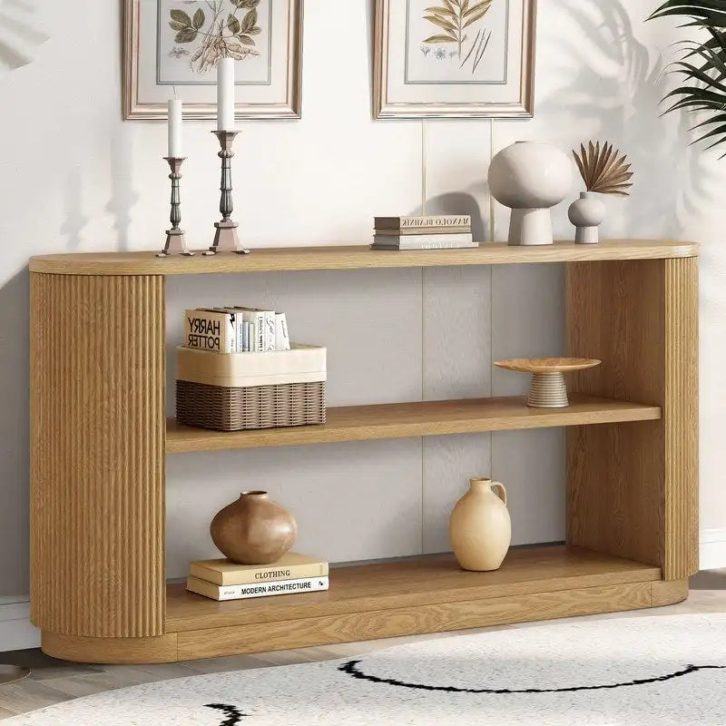 58.9 Table console moderne pour entrée, Table de canapé étroite avec étagère ouverte pour usage multifonctionnel