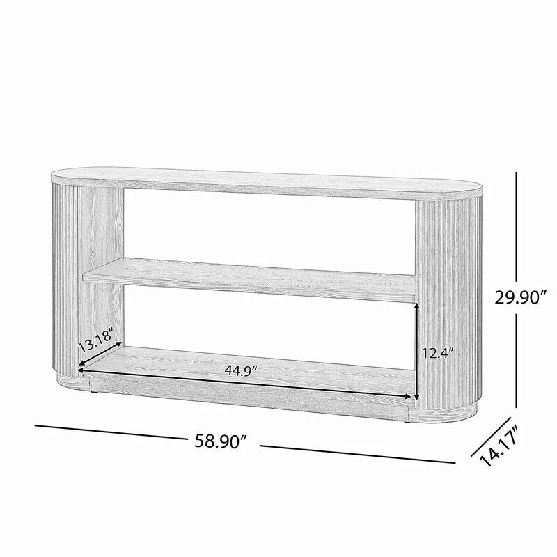 58.9 Table console moderne pour entrée, Table de canapé étroite avec étagère ouverte pour usage multifonctionnel