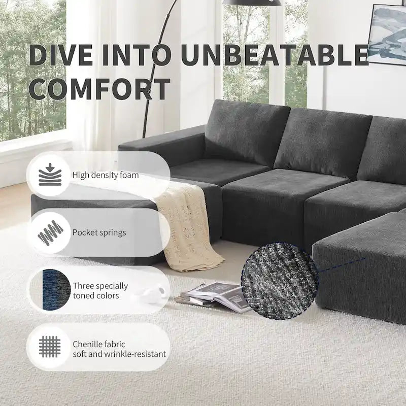 Canapé modulaire en U entièrement en mousse pour salon de sol