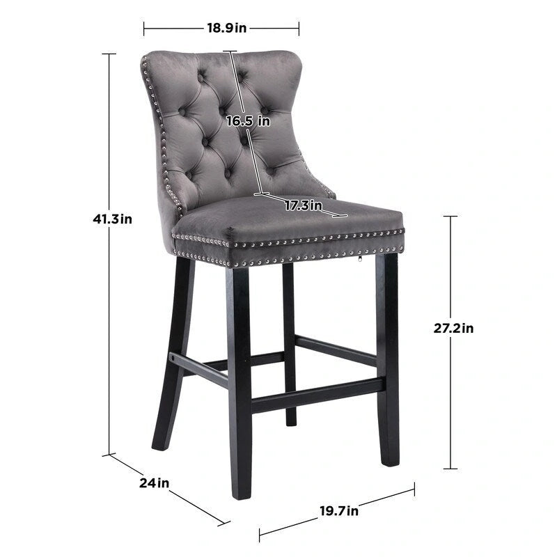 Tabourets de bar rembourrés en velours contemporains, lot de 6