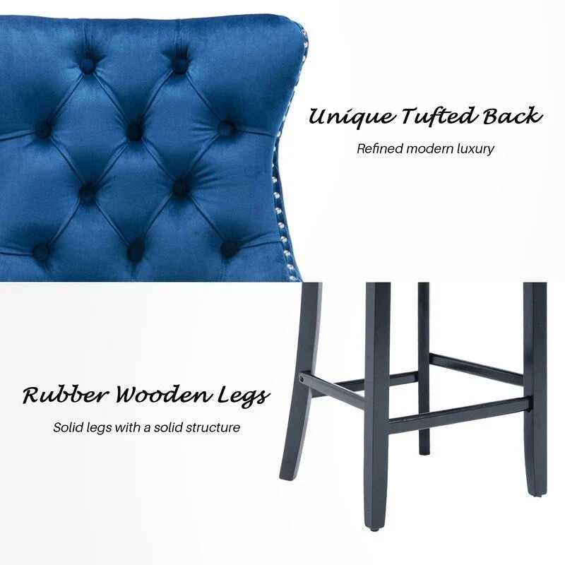 Tabourets de bar rembourrés en velours contemporains, lot de 6
