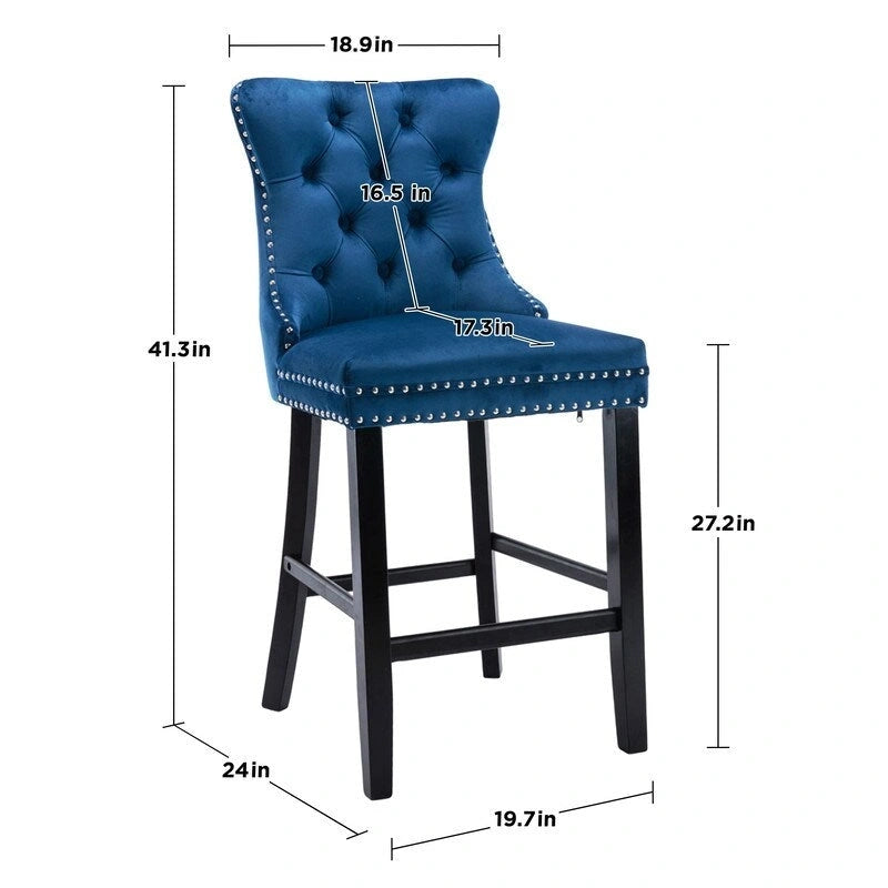 Tabourets de bar rembourrés en velours contemporains, lot de 6