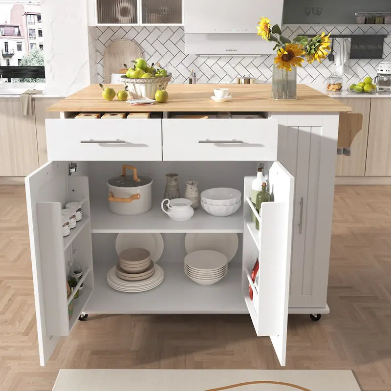 Îlot de cuisine avec abattant (tabouret non inclus)