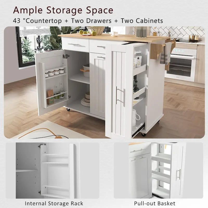 Îlot de cuisine avec abattant (tabouret non inclus)