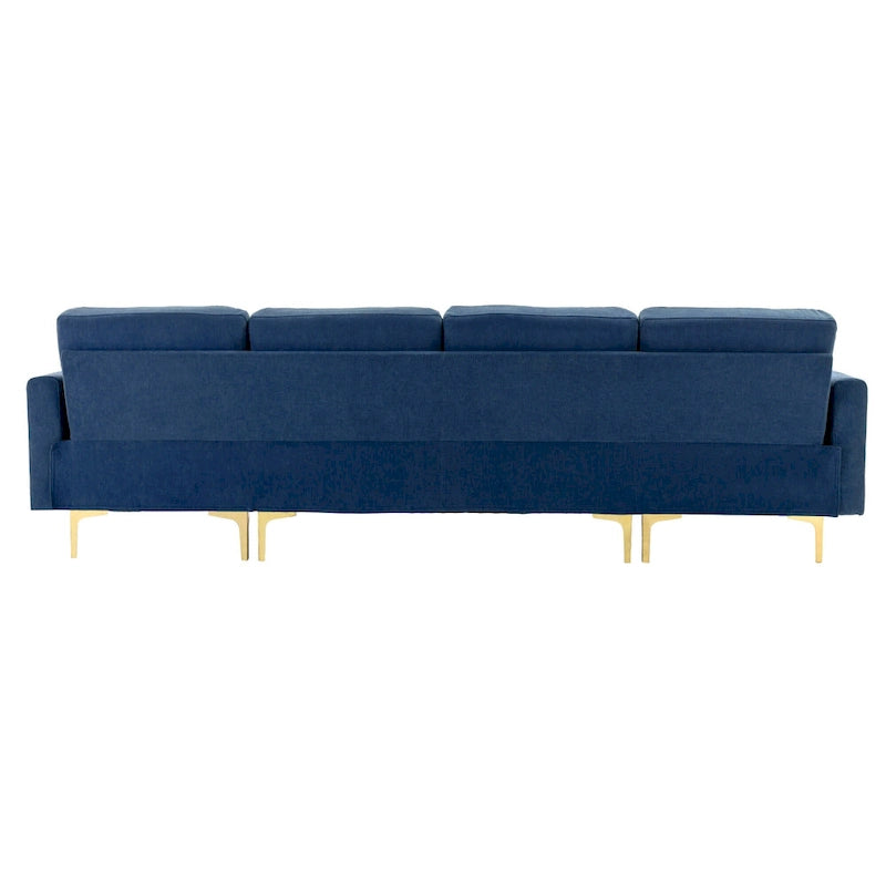 Canapé d'angle en velours 110,6 po avec pouf amovible et poches de rangement