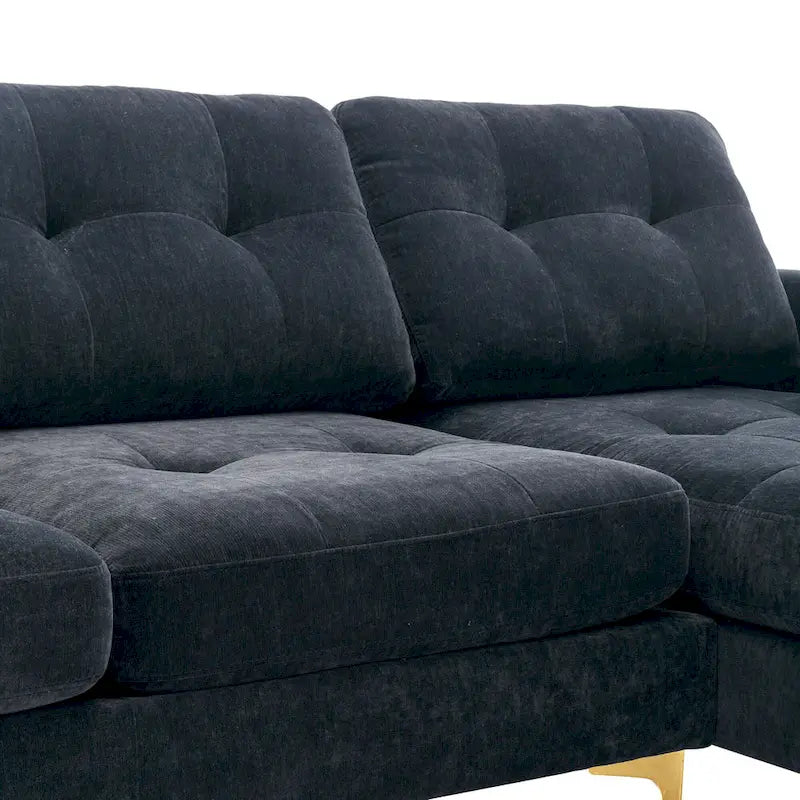 Canapé d'angle en velours 110,6 po avec pouf amovible et poches de rangement