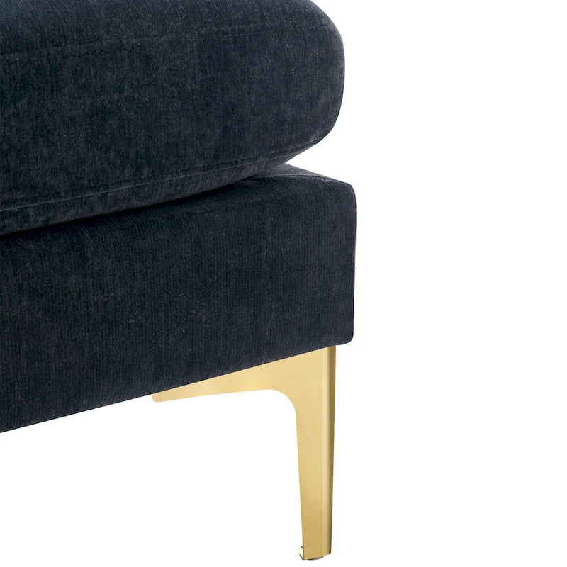 Canapé d'angle en velours 110,6 po avec pouf amovible et poches de rangement
