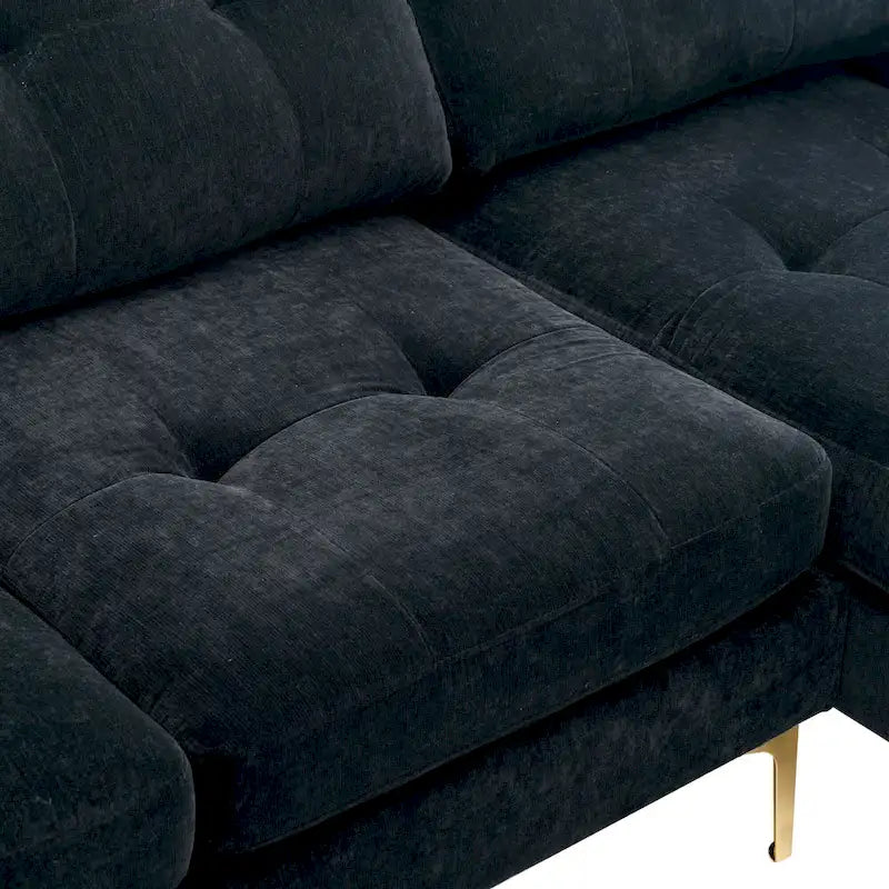 Canapé d'angle en velours 110,6 po avec pouf amovible et poches de rangement