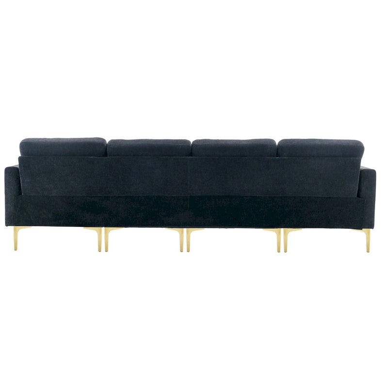 Canapé d'angle en velours 110,6 po avec pouf amovible et poches de rangement
