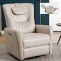 Fauteuil inclinable électrique pivotant et à bascule en similicuir, fauteuil inclinable moderne à une place avec oreiller de soutien lombaire et cervical, ports USB et Type-C