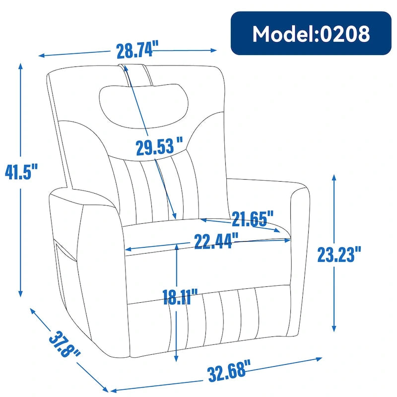 Fauteuil inclinable électrique pivotant et à bascule en similicuir, fauteuil inclinable moderne à une place avec oreiller de soutien lombaire et cervical, ports USB et Type-C