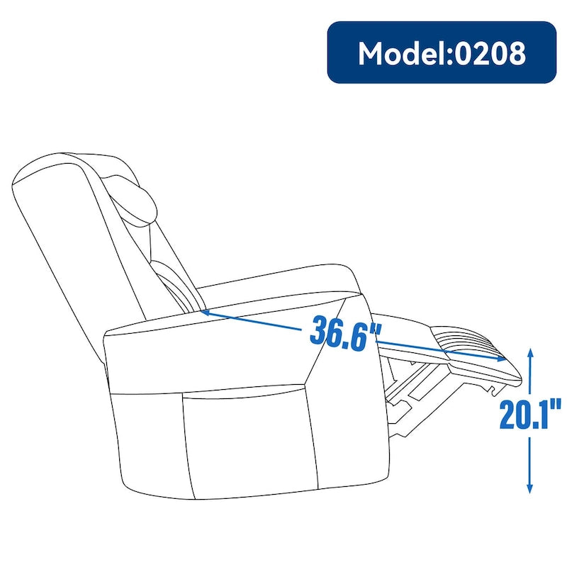 Fauteuil inclinable électrique pivotant et à bascule en similicuir, fauteuil inclinable moderne à une place avec oreiller de soutien lombaire et cervical, ports USB et Type-C