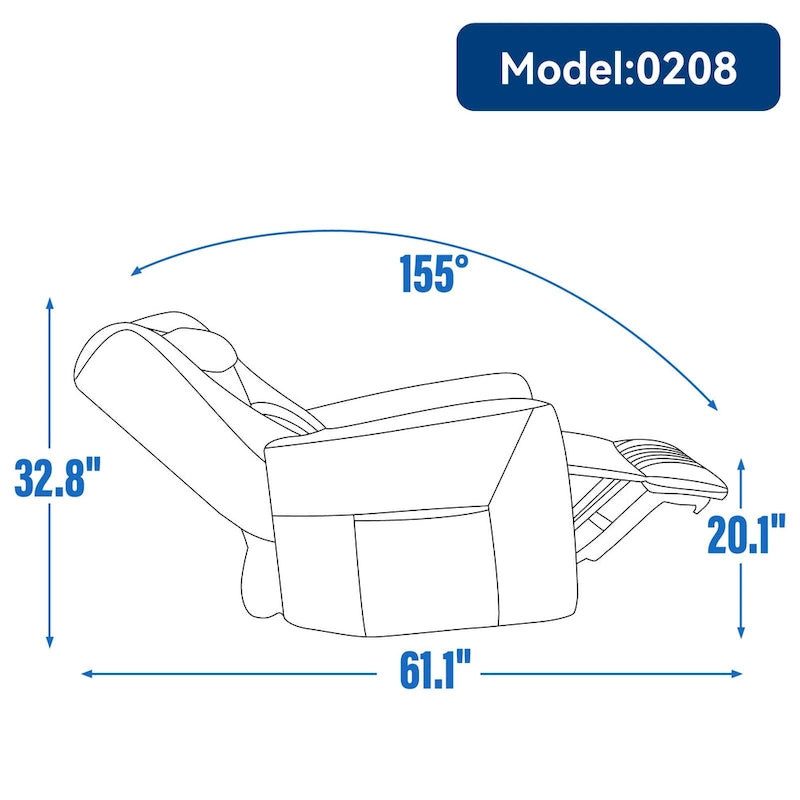 Fauteuil inclinable électrique pivotant et à bascule en similicuir, fauteuil inclinable moderne à une place avec oreiller de soutien lombaire et cervical, ports USB et Type-C