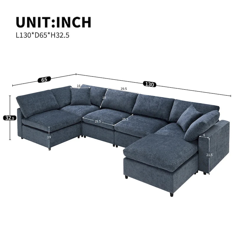 Canapé modulable en U avec ottoman, canapé-lit convertible