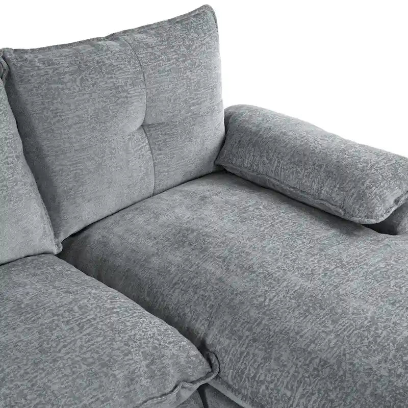 Canapé d'angle moderne en chenille en forme de U avec accoudoirs réglables pour le salon
