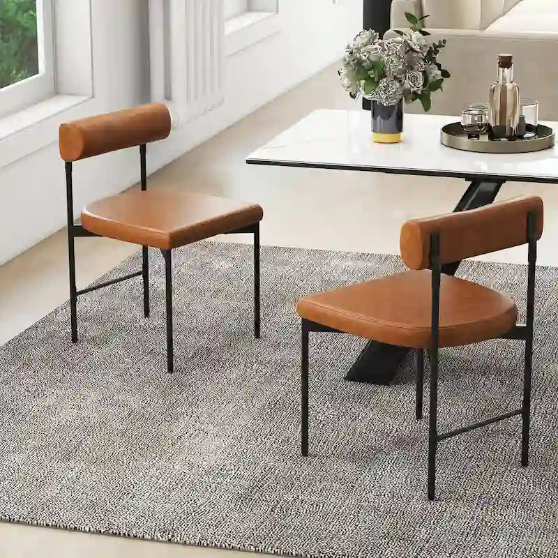 Gymax Lot de 2 chaises de salle à manger en similicuir, rembourrées, pour cuisine