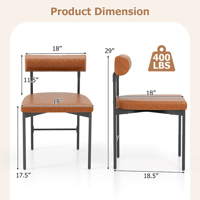 Gymax Lot de 2 chaises de salle à manger en similicuir, rembourrées, pour cuisine