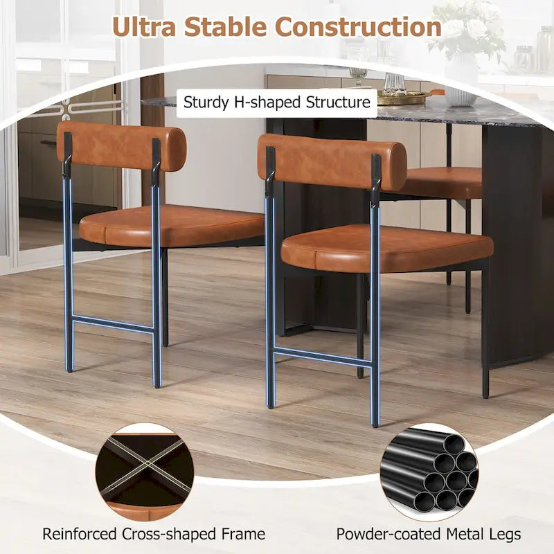 Gymax Lot de 2 chaises de salle à manger en similicuir, rembourrées, pour cuisine