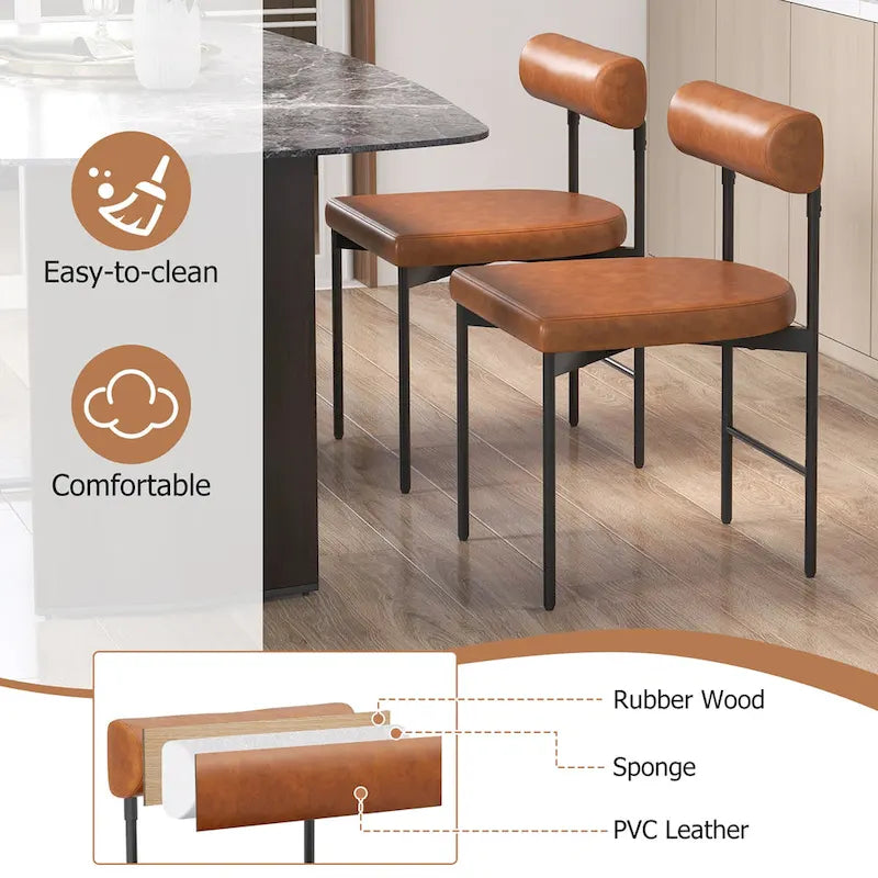 Gymax Lot de 2 chaises de salle à manger en similicuir, rembourrées, pour cuisine