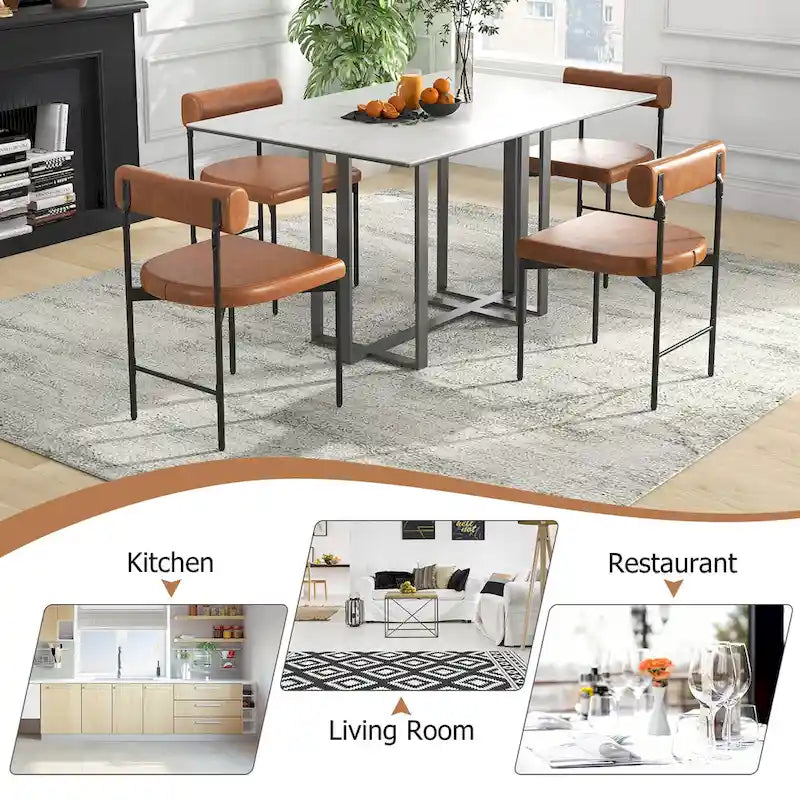 Gymax Lot de 2 chaises de salle à manger en similicuir, rembourrées, pour cuisine