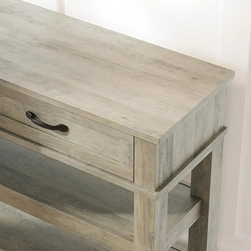 Console de ferme, Table d'entrée rustique avec 2 tiroirs et 2 étagères, Table de canapé en bois pour entrée/bureau