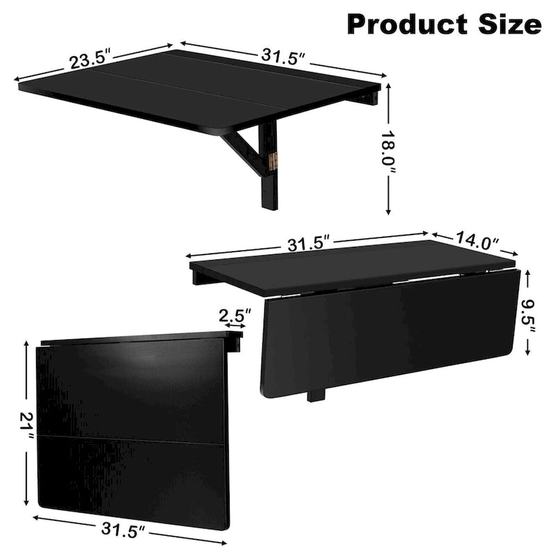 Gymax Table murale à abattant pliable, bureau flottant, gain de place