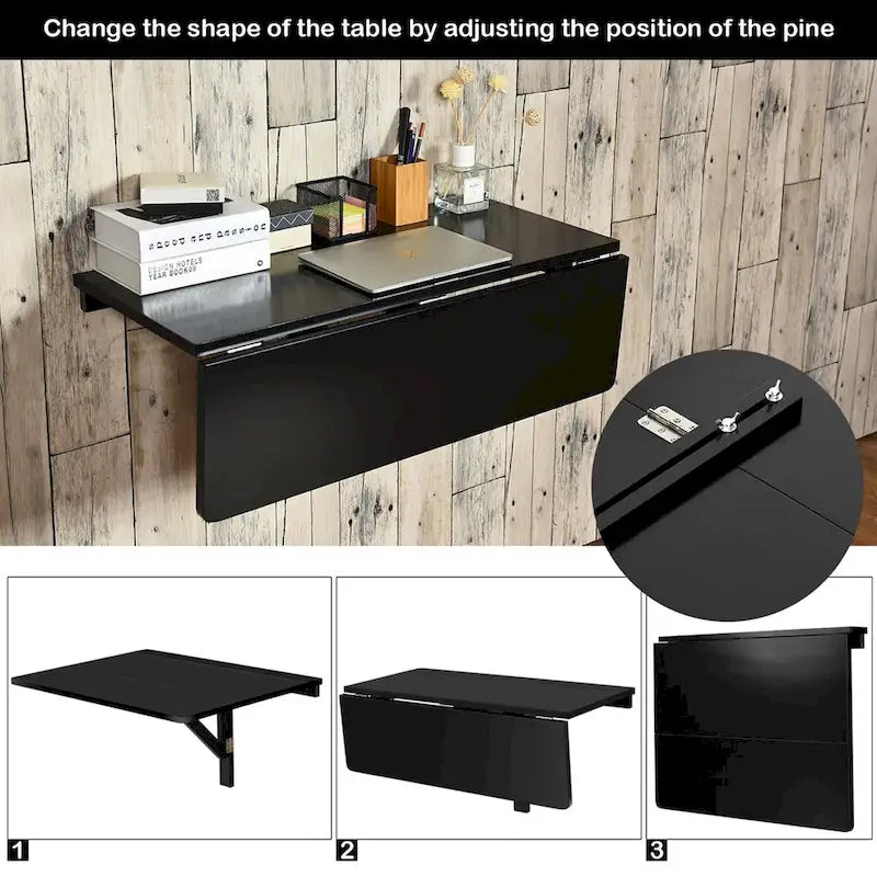 Gymax Table murale à abattant pliable, bureau flottant, gain de place