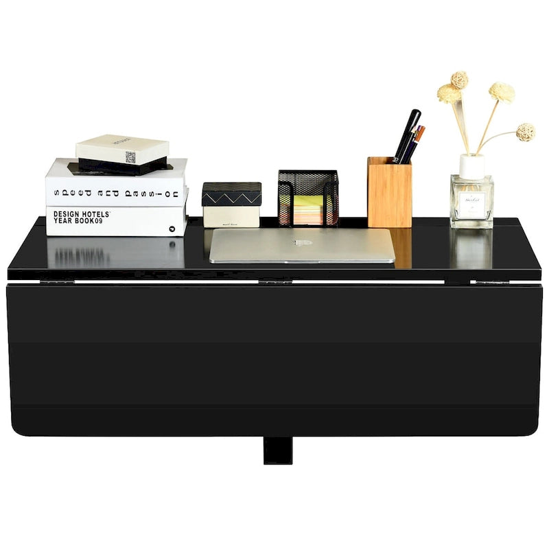Gymax Table murale à abattant pliable, bureau flottant, gain de place
